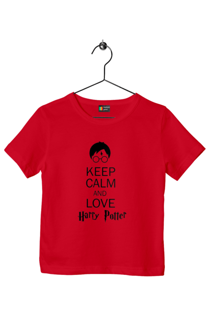 Футболка дитяча з принтом "Keep calm and love Harry Potter". Gryffindor, harry potter, hogwarts, keep calm, гаррі поттер, грифіндор, книга, фільм, франшиза, хогвартс. 2070702