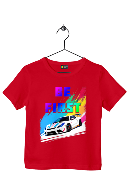 Футболка дитяча з принтом "Гонка". Автомобільний, гонка, спортивна машина, спортивний автомобіль. 2070702