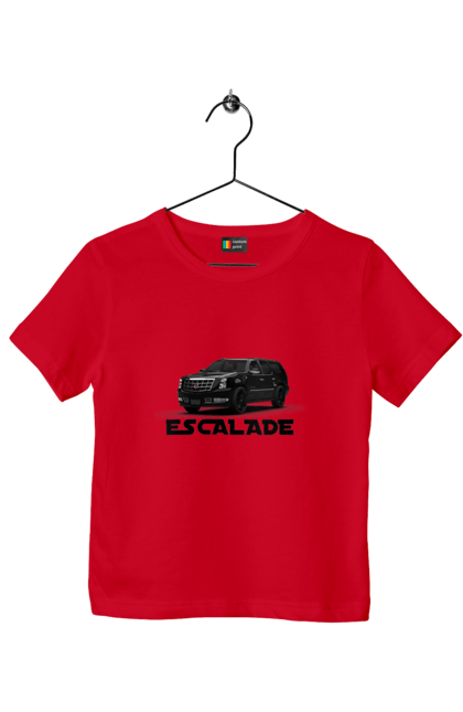 Футболка детская с принтом Кадиллак. Авто, бизнес класс, внедорожник, джип, кадиллак, машина, эскалада. 2070702