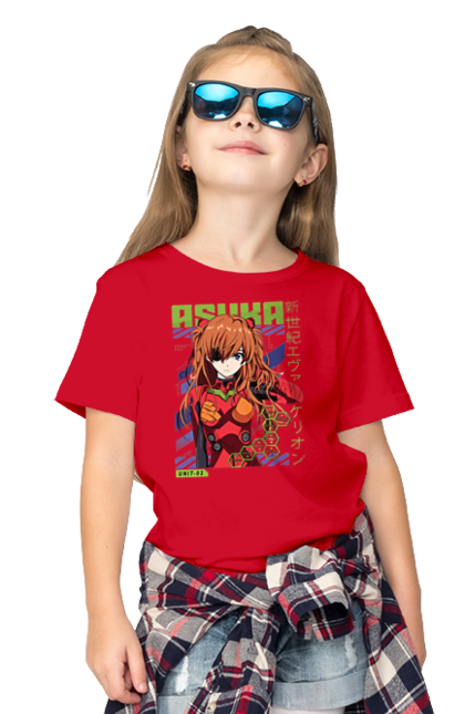 Children's t-shirt with prints Evangelion Asuka. Anime, asuka, asuka langley sorry, eva 02, evangelion, eve, kaoru, manga, ray, shinji. 2070702