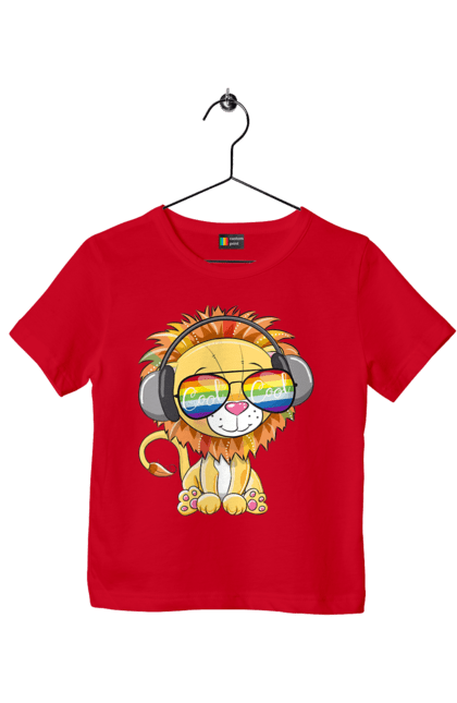 Футболка дитяча з принтом "Левеня В Окулярах І Навушниках". Лев, левеня, навушники, окуляри. 2070702