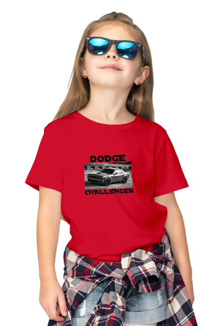 Children's t-shirt with prints Dodge challenger. An american legend, auto, car, classic car, cult car, dodge challenger, powerful car, zhmasl kar. 2070702