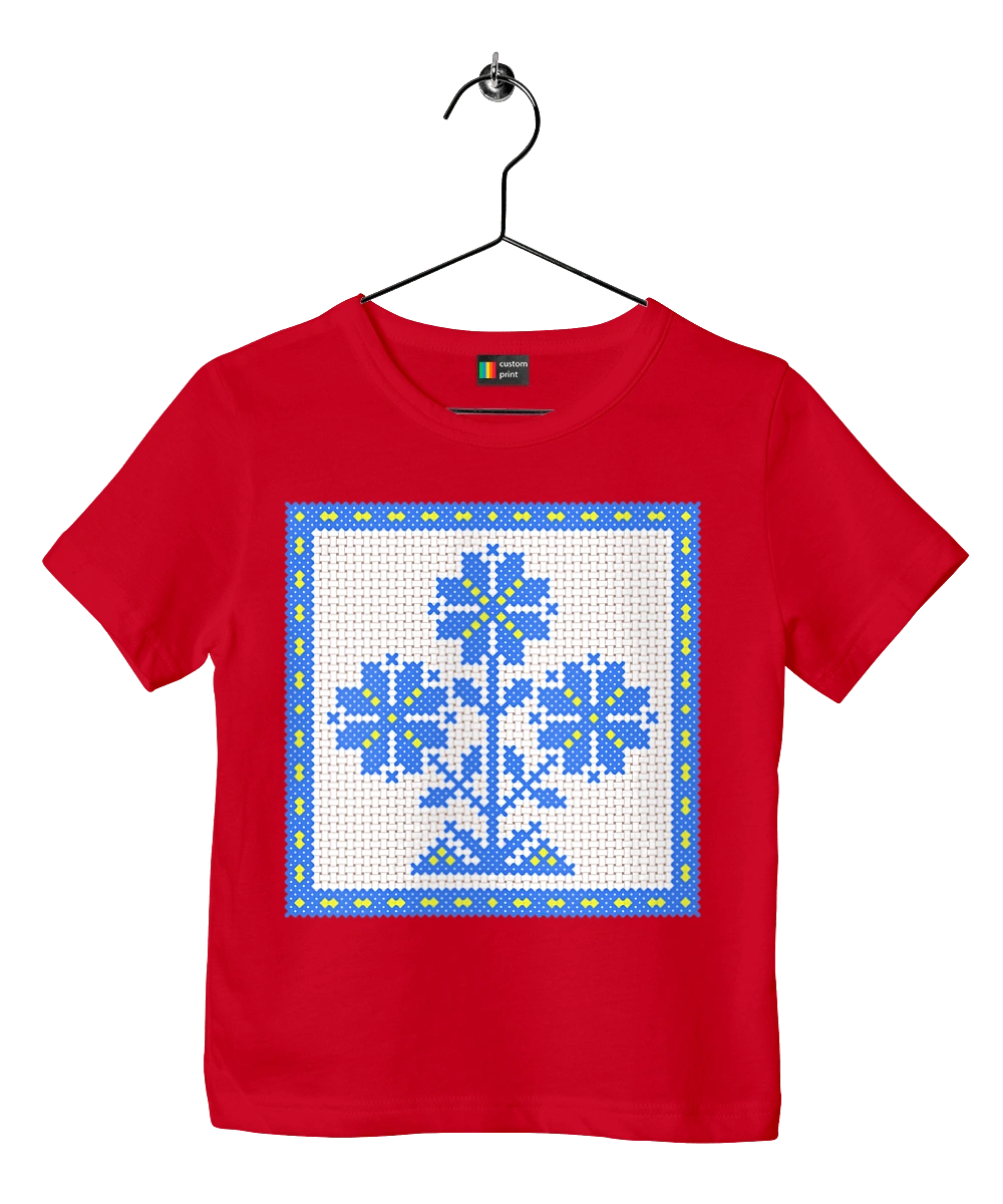 Жовто блакитна вишивка квіти