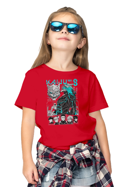 Children's t-shirt with prints Kaiju № 8 Kafka Hibino. Anime, hibino kafka, kafka hibino, kaiju, kaiju 8, kaiju 8, kaiju № 8, manga. 2070702