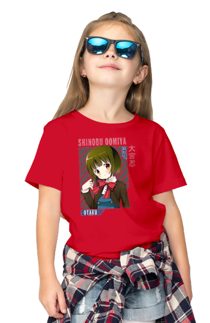 Children's t-shirt with prints Kiniro Mosaic Shinobu Omiya. Anime, gold mosaic, kiniro mosaic, kinmoza, manga, shinobu, shinobu omiya. 2070702