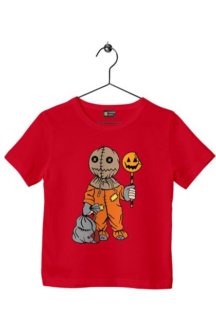 Children's t-shirt with prints Halloween. Costume, halloween, holiday, october, october 31, pumpkin, sweets, trick or treat. 2070702