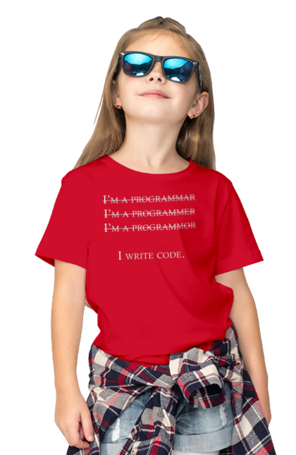 Футболка дитяча з принтом "Я Пишу Код, Програміст, Білий". День програміста, код, пишу код, програма, програміст. Піно