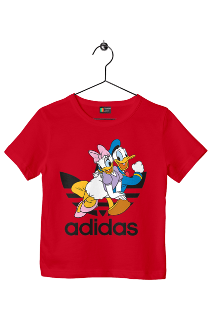 Футболка дитяча з принтом "Adidas Дональд Дак". Adidas, daisy duck, donald duck, адідас, дейзі дак, дональд дак, мультсеріал, мультфільм. 2070702