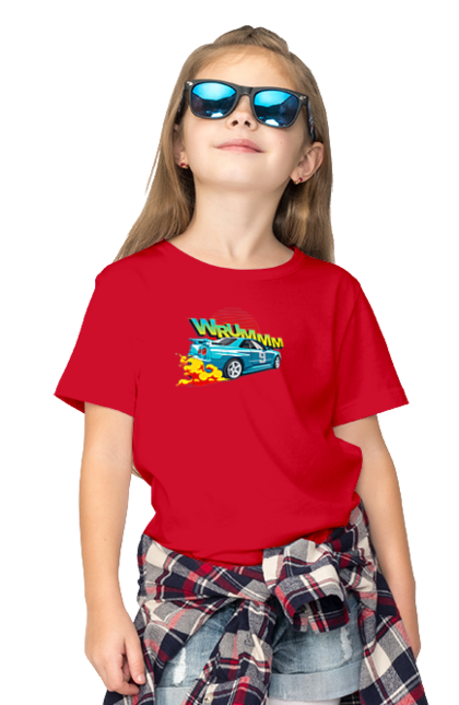 Children's t-shirt with prints Auto. Auto, drift, into the fire, money, speed, sport, sports cars, streets. 2070702