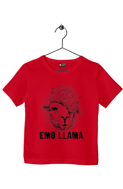 Футболка дитяча з принтом "Емо Лама". Alpaca, animals, distressed, emo, funny, llama, vintage, емо, лама. 2070702