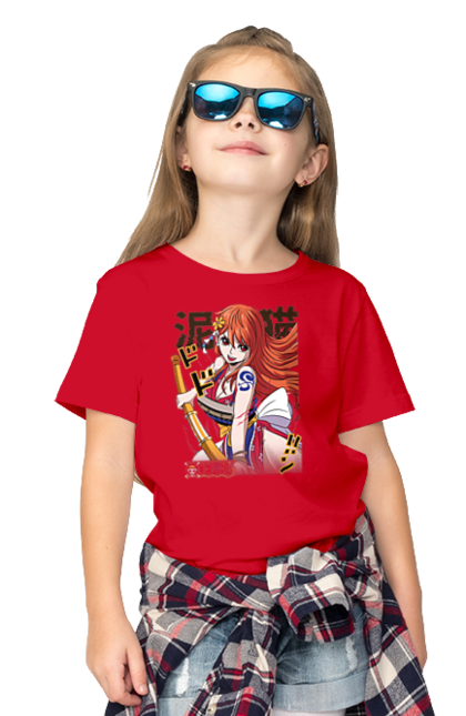 Children's t-shirt with prints One Piece Nami. Anime, cat burglar, manga, nami, one piece, straw hat pirates. 2070702