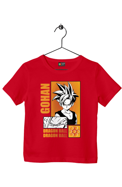 Футболка детская с принтом Жемчуг дракона Гохан. Anime, dragon ball, goku, manga, аниме, гоку, гохан, жемчуг дракона, манга. 2070702