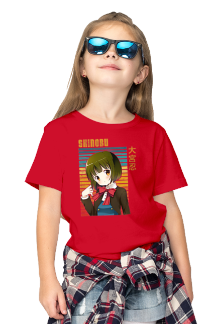 Children's t-shirt with prints Kiniro Mosaic Shinobu Omiya. Anime, gold mosaic, kiniro mosaic, kinmoza, manga, shinobu, shinobu omiya. 2070702