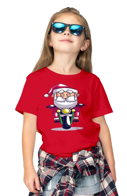 Happy Santa on a motorcycle