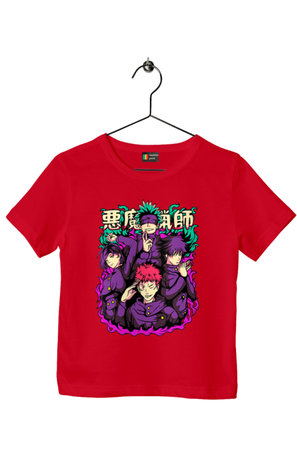 Children's t-shirt with prints Jujutsu Kaisen. Anime, dark fantasy, itadori, jujutsu kaisen, magic battle, manga, mystic, sukuna. 2070702