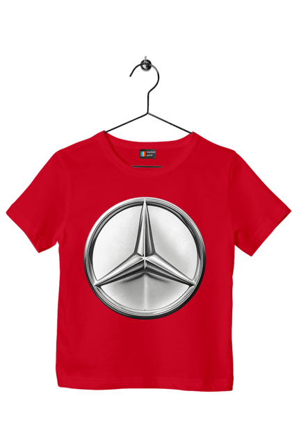 Футболка дитяча з принтом "Mercedes Benz Лого Металік". Авто, автомобіль, логотип мерседес, машини, мерс, мерседес. 2070702