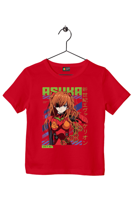 Children's t-shirt with prints Evangelion Asuka. Anime, asuka, asuka langley sorry, eva 02, evangelion, eve, kaoru, manga, ray, shinji. 2070702