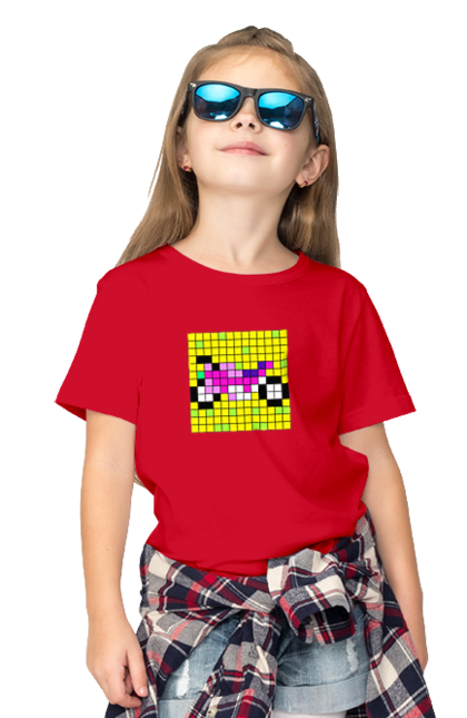 Children's t-shirt with prints Pixel Bike. Bike, bright, color, motorcycle, pixel. 2070702
