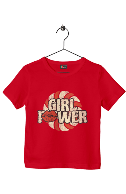 Children's t-shirt with prints Girl Power. Female power, feminism, girl power, girls, girls can, independence, motto, power, women. 2070702