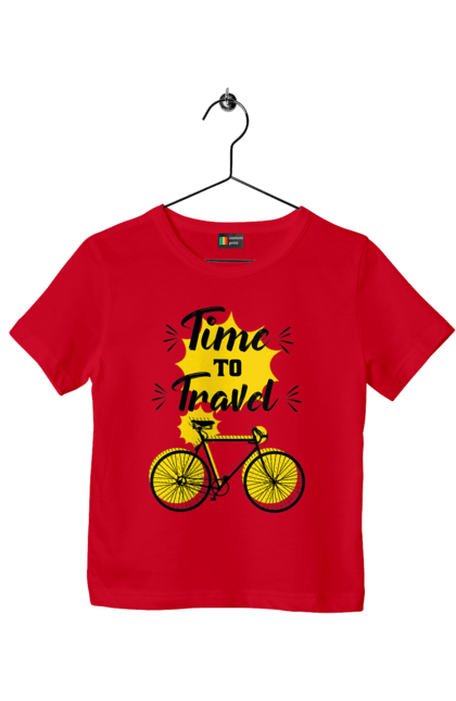 Футболка дитяча з принтом "Час Подорожей, Велосипед". Велосипед, подорожувати, час. 2070702