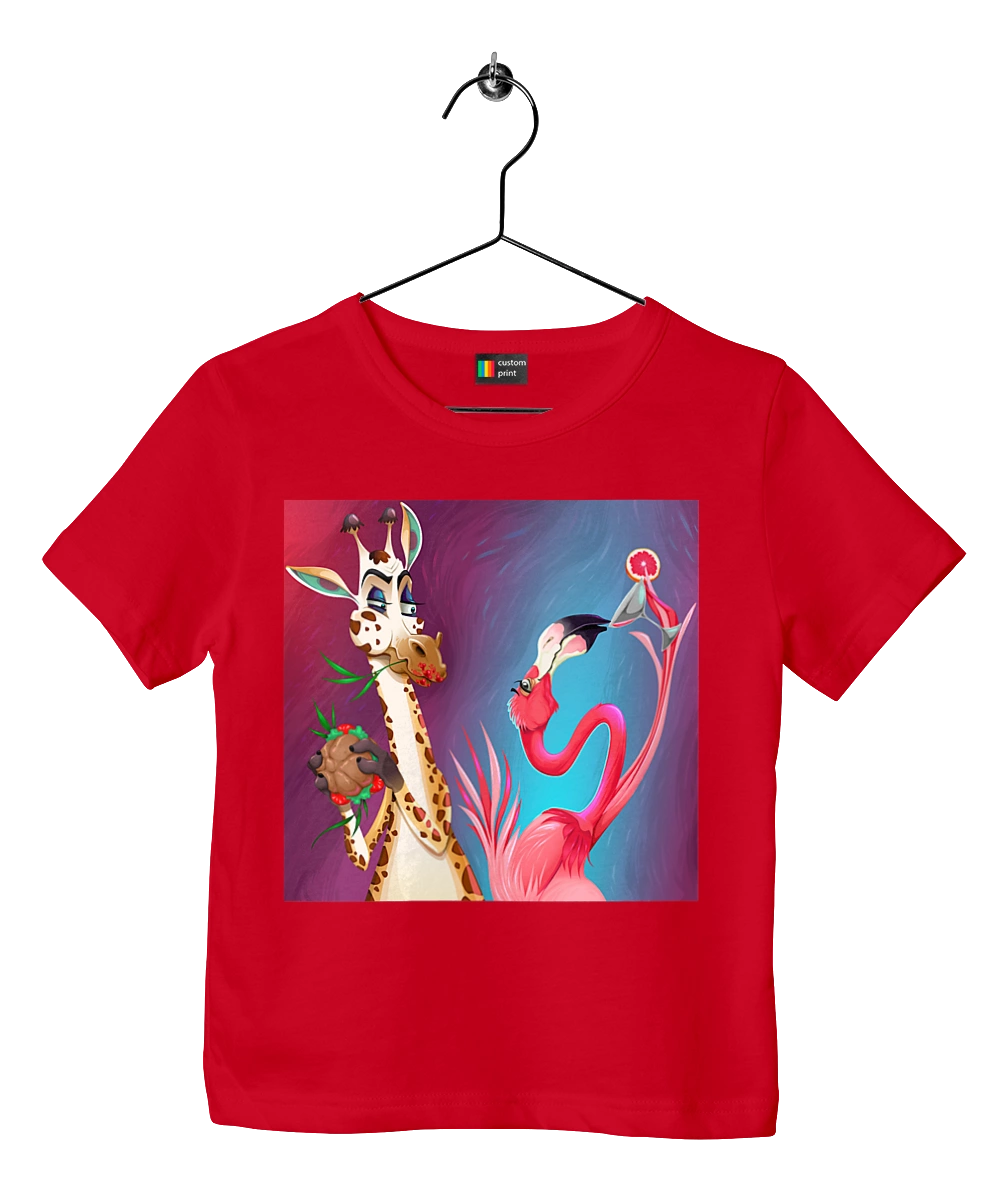 Giraffe And Flamingo At The Party