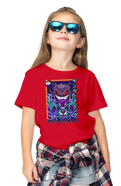 Children's t-shirt with prints Pokemon Gengar. Anime, fushigibana, games, gengar, nintendo, pokemon, pokemon go. 2070702