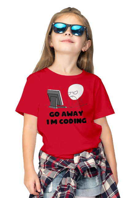 Children's t-shirt with prints Go away I`m coding. Code, developer, go away, i`m coding, it specialist, java, javascript, php, programmer, python. 2070702