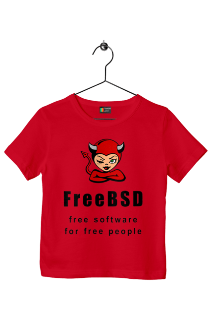 Футболка дитяча з принтом "Freebsd Для Вільних". Bsd, freebsd, unix, адміністратор, айті, айтішник, безкоштовна, безкоштовно, бестія, вільна, демон, демонесса, доступність, незалежність, операційна система, ос, програміст, програмне забезпечення, свобода, сисадмін, система, системний адміністратор, софт, текст, червоний, чорний. 2070702