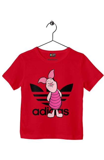 Футболка детская с принтом Adidas Пятачок. Adidas, piglet, адидас, винни-пух, мультфильм, пятачок. 2070702