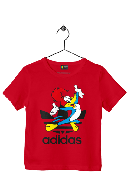 Футболка дитяча з принтом "Adidas Вуді Вудпекер". Adidas, woody woodpecker, адідас, вуді, вуді вудпекер, дятел вуді, мультсеріал. 2070702