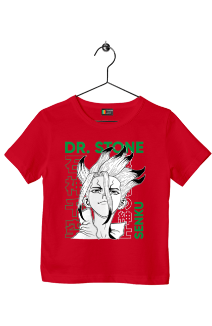 Футболка дитяча з принтом "Dr. Stone Сенку". Dr. stone, ishigami, senku, senku ishigami, аніме, доктор стоун, ісіґамі, ісіґамі сенку, манга, сенку. 2070702