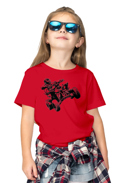 Children's t-shirt with prints Man On Atv Black. Atv, extreme, race. 2070702