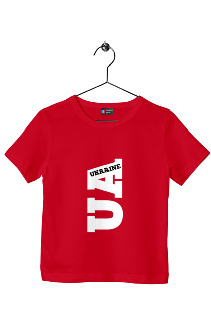 Футболка дитяча з принтом "Україна". Абревіатура, батьківщина, емблема, логотип, напис, текст, україна. 2070702