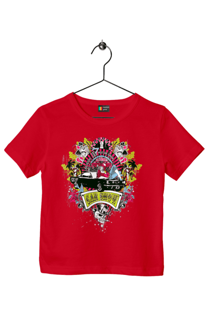 Футболка дитяча з принтом "Автомобільне Шоу, Літо". Автомобіль, гроші, карти, пальма, шоу. 2070702