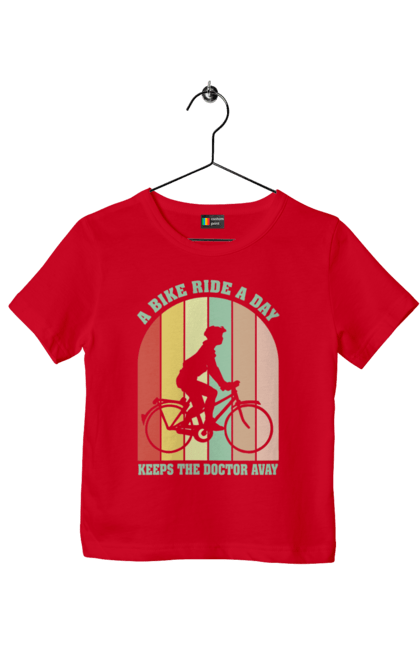 Футболка дитяча з принтом "Поїздка на велосипеді". Велопрогулянка, велосипед, здоровий спосіб життя, зож, поїздка на велосипеді. 2070702