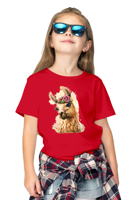 Children's t-shirt with prints Lama Portrait. Animal, lama, portrait. 2070702