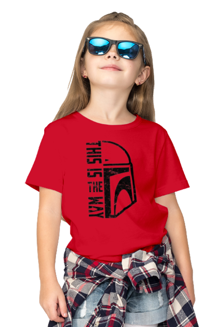 Children's t-shirt with prints This is the way. Baby yoda, cinema, disney, distressed, mandalorian, mandalorian helmet, movies, star wars, television series. 2070702