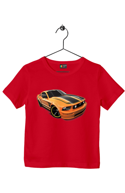 Футболка дитяча з принтом "Помаранчева, швидкісна машина". Їзда, колеса, машина, швидкість. 2070702