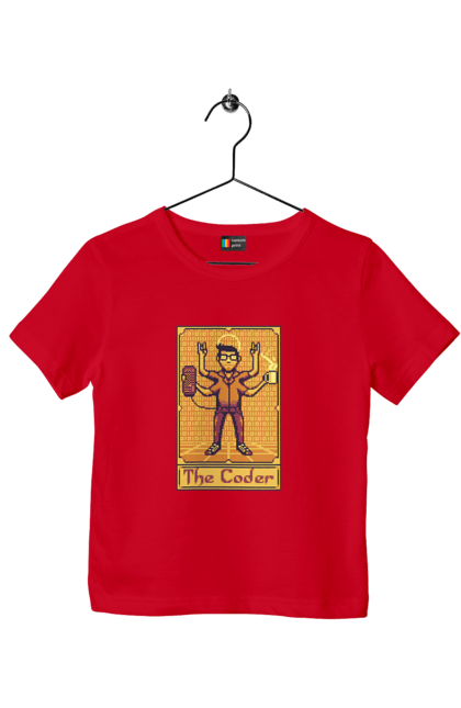 Футболка дитяча з принтом "Карта таро  кодер". Ай ті, айтішник, карта таро, код, програміст, хакер. 2070702