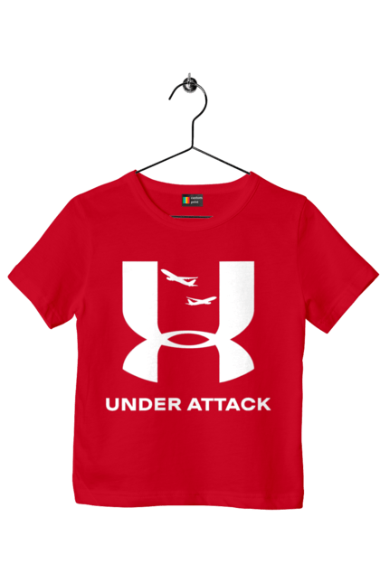 Футболка дитяча з принтом "Under Attack white". Андер армор, бренди, гумор, приколи, прикольні, ундер армор. 2070702
