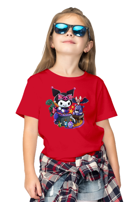 Children's t-shirt with prints Hello Kitty Kuromi. Anime, character, hello kitty, kuromi, my melody, sanrio. 2070702