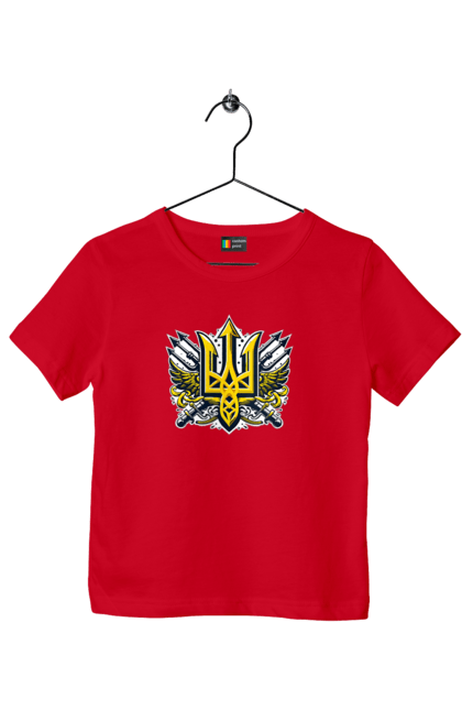 Футболка дитяча з принтом "Символіка україни". Герб, патріотичні зображення, символіка, тризуб, україна. 2070702