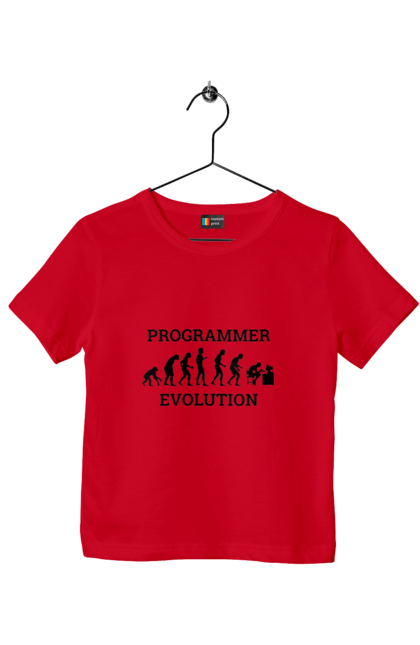 Футболка дитяча з принтом "Еволюція програміста". Angular, c, css, html, it, javascript, jquery, php, python, react, svelt, vue, айтишник, айті, гумор, код, кодувати, прогер, програміст, програмісти, ти ж, ти ж програміст, тиж програміст. 2070702