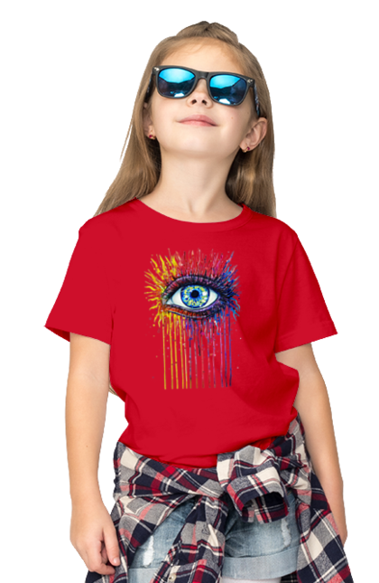 Футболка дитяча з принтом "Барвисто Тече Око". Очей, фарби. 2070702