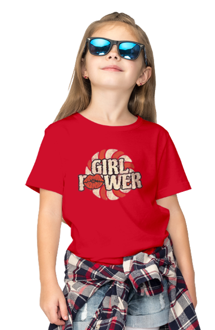 Children's t-shirt with prints Girl Power. Female power, feminism, girl power, girls, girls can, independence, motto, power, women. 2070702