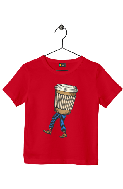Children's t-shirt with prints Coffee Man. Coffee, coffee lover. 2070702