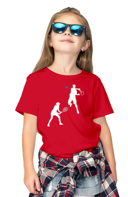 Футболка дитяча з принтом "Теніс". Великий теніс, гравці, грунт, м`яч, призовий фонд, ракетка, спонсор, турнір на ґрунті, турнірна сітка, хард. 2070702