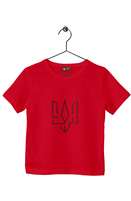 Футболка дитяча з принтом "Тризуб мінімалізм". Герб, герб україни, патріотичне, україна, українська символіка, українське. 2070702