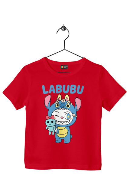 Футболка дитяча з принтом "Лабубу". Іграшка лабубу, лабубу, лабубу кока кола, мерч лабубу, мила, синя лабаба, смішна лабубу. 2070702