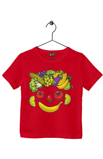 Футболка дитяча з принтом "Зсж Посмішка". Зож, овоч, посмішка, фрукт. 2070702